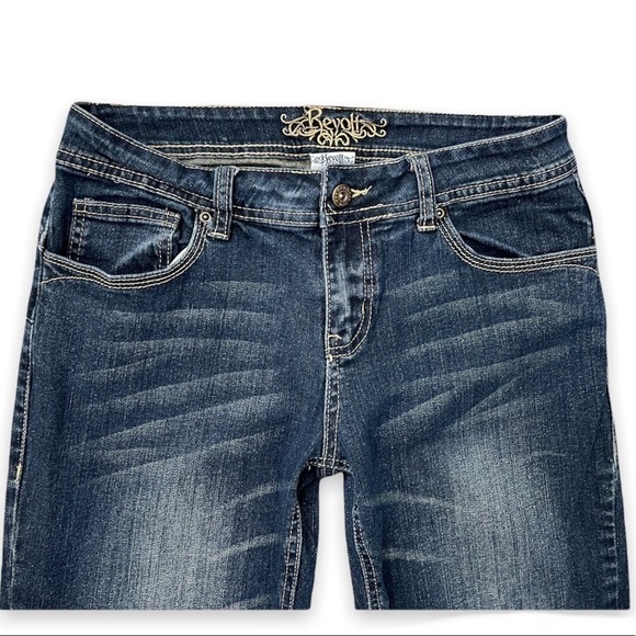 Revolt‎ Skinny Jeans Dark Wash Whiskers 5 Pocket Juniors 5 Tall - Picture 5 of 8